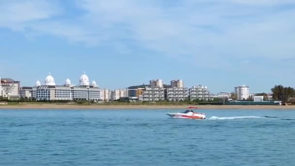 Antalya Turkey June 2023 Pleasure Boat Passengers Floats Antalya Coast — Stock Video