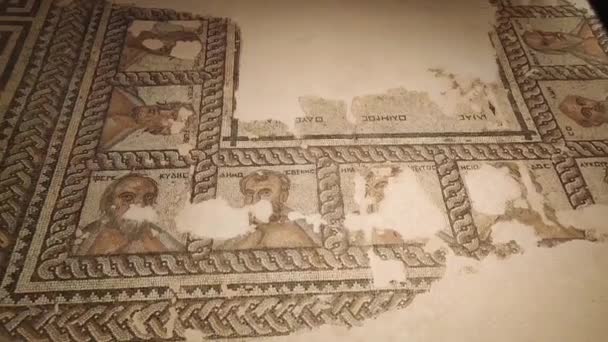 Antalya Turcja Czerwca 2023 Starożytna Rzymska Brązowa Mozaika Podłogowa Przedstawiająca — Wideo stockowe