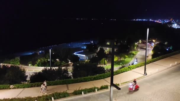 Antalya Turquie Juin 2023 Dark Nuit Route Ville Avec Des — Video