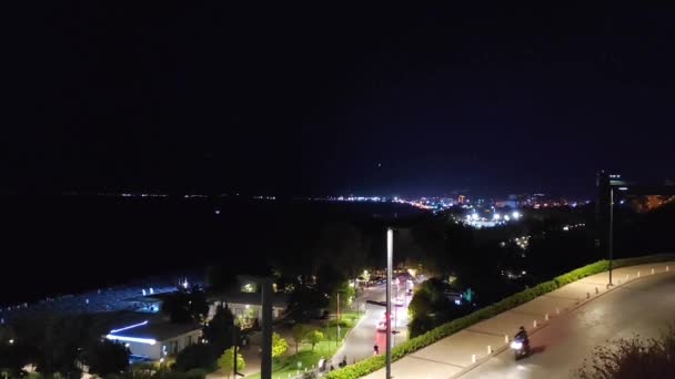 Antalya Turki Juni 2023 Gelap Malam Jalan Kota Dengan Mobil — Stok Video