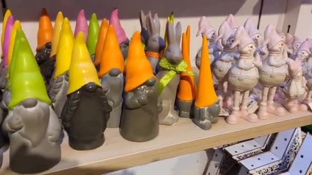 Antalya Turchia Giugno 2023 Colorate Figure Natale Ceramica Nani Altre — Video Stock
