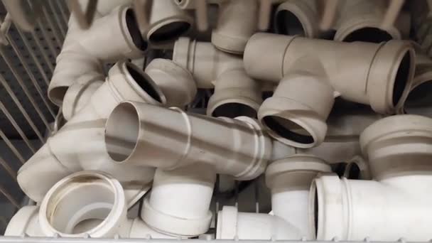 Antalya Turkey June 2023 Grey Plastic Sewer Pipes Shop Window — Stock Video