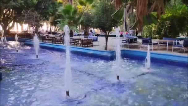 在城市公园里的喷泉里喷出大量清洁的水 — 图库视频影像