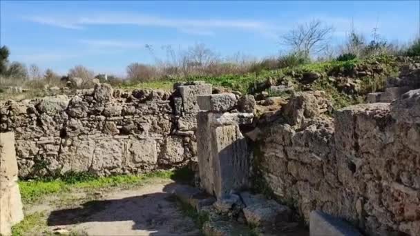 Старые Каменные Руины Зданий Древнем Городе — стоковое видео