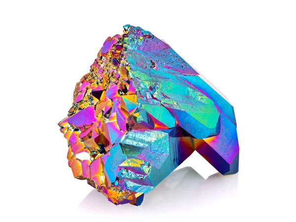 Pedra Aglomerado Cristal Quartzo Aura Arco Íris Titânio Foto Muito — Fotografia de Stock