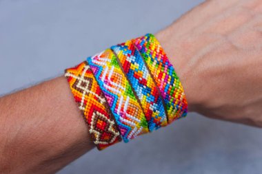 Friendship bracelets with beautiful colourful gradients clipart