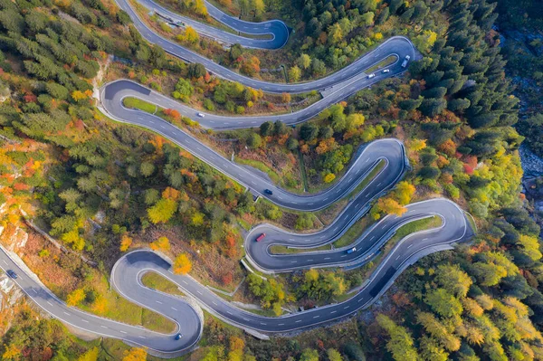 Aerial View of Winding Mountain Road in Alps, Europe