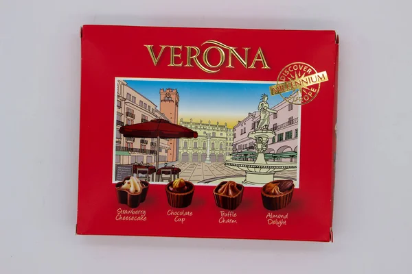 Ternopil Ucraina Gennaio 2019 Scatola Cioccolatini Veronesi Sfondo Bianco — Foto Stock