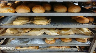 Soğutma rafında taze ekmek ve hamur işleri yaptım.