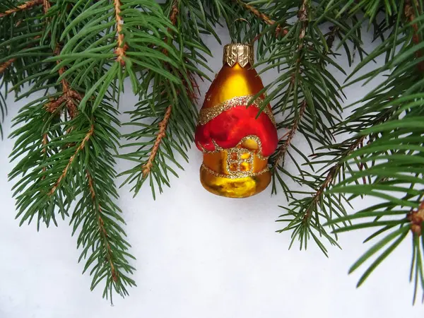 Kerstboom Met Kerstversiering Achtergrond Afbeelding Vakantie Groeten — Stockfoto