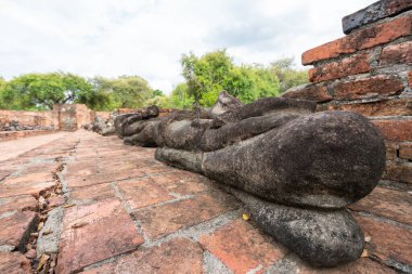 Tayland 'daki Ayutthaya tapınağının Wat Phra Si Santhe hava manzarası. Ayutthaya Tarihi Parkı UNESCO tarafından Dünya Mirası olarak kabul ediliyor.