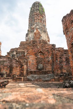 Tayland 'daki Ayutthaya tapınağının Wat Phra Si Santhe hava manzarası. Ayutthaya Tarihi Parkı UNESCO tarafından Dünya Mirası olarak kabul ediliyor.