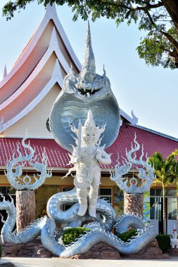 Sisaket, Thailand, Wat Traisamakkee (Nak Island, Badal City), Pho Si Suwan District, Sisaket Province. January 16, 2025. Ancient Naga Or Antique Naka Statue Of Wat Traisamakkee (Nak Island, Badal City) clipart