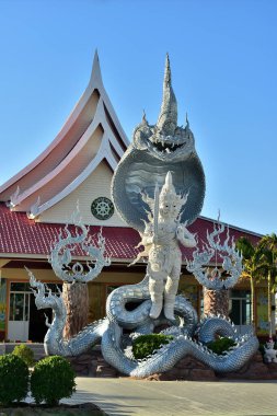 Sisaket, Thailand, Wat Traisamakkee (Nak Island, Badal City), Pho Si Suwan District, Sisaket Province. January 16, 2025. Ancient Naga Or Antique Naka Statue Of Wat Traisamakkee (Nak Island, Badal City) clipart