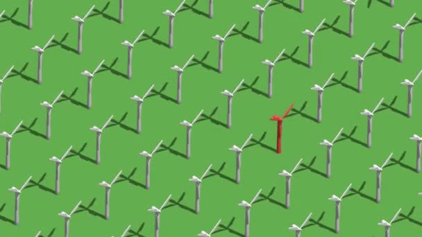Ilustrace Obrazce Tvořeného Pohybujícími Větrnými Turbínami Mezi Nimiž Jiná Koncepce — Stock video