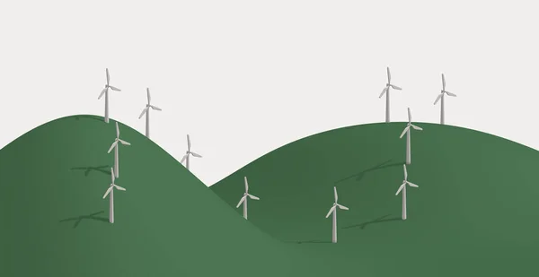 Набір Вітрових Турбін Яких Зелених Горах Концепція Чистої Зеленої Відновлюваної — стокове фото