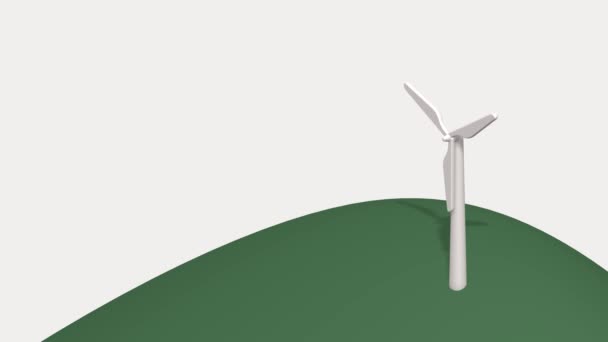 Rappresentazione Una Turbina Eolica Montagne Verdi Lisce Concetto Energia Pulita — Video Stock