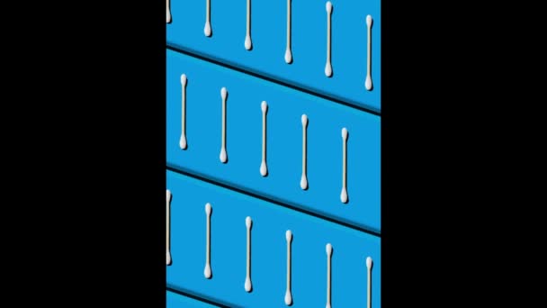 Moving Pattern Cotton Swabs Electric Blue Background Swabs Seem Move — Vídeo de stock