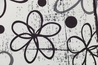 Grafik kaynak, beyaz arkaplandaki siyah çiçekler gri benekli