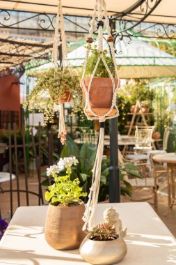 Arka plandaki açık kafe masası, kapatın.