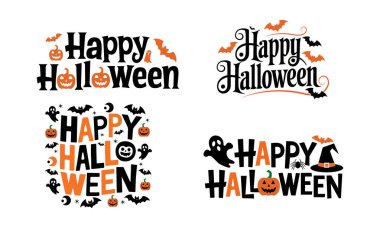 vektör cadılar bayramı el çizilmiş harf kümesi