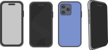 Farklı renk ve pozisyonlarda akıllı telefon 