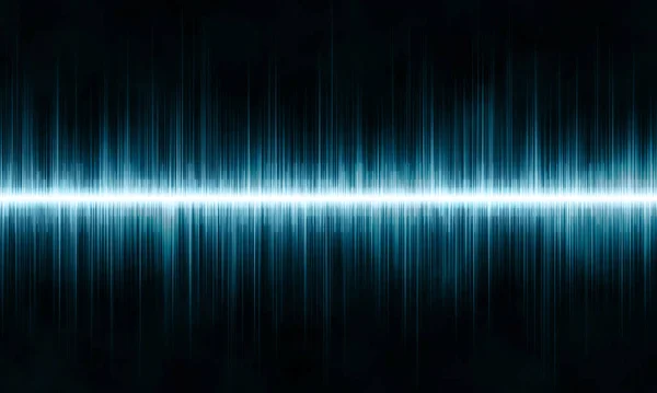 Blue abstract sound waves on black textured background.