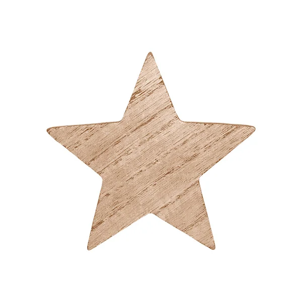 Dřevěná Hvězda Izolovaná Bílém Pozadí Stock Fotografie — Stock fotografie