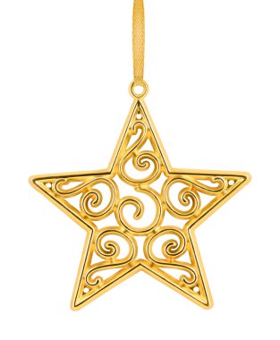 Karmaşık dönen desenli dekoratif altın yıldız süsü..