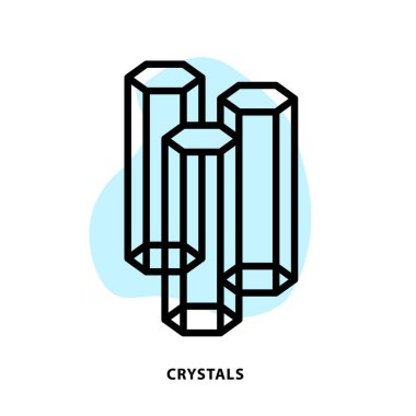 Uygulama veya web tasarım şablonu için kristaller doğrusal simge tasarımı. Vector Kristalleri çizgi simgesi blot şekli arkaplanı.