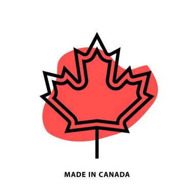 Uygulama veya web tasarım şablonu için Kanada doğrusal ikon tasarımında yapılmıştır. Leke şekli arkaplanı olan vektör satırı simgesi.