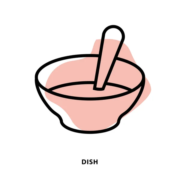 Тарелка Супа Линейный Дизайн Иконки Применения Шаблон Веб Дизайна Значок — стоковый вектор