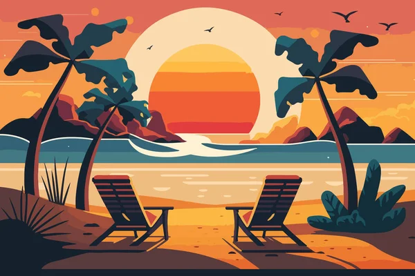 Літній Тропічний Фон Сонячний Захід Або Схід Кольорів Чудове Помаранчеве Ліцензійні Стокові Ілюстрації