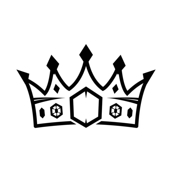 Simple Jeweled Crown Icon Vector Black White Isolate Illustration Royal — Stock Vector