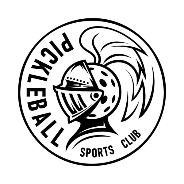 Emblema Pickleball Sport Ilustración Vectorial Blanco Negro Para Pickleball Con — Vector de stock