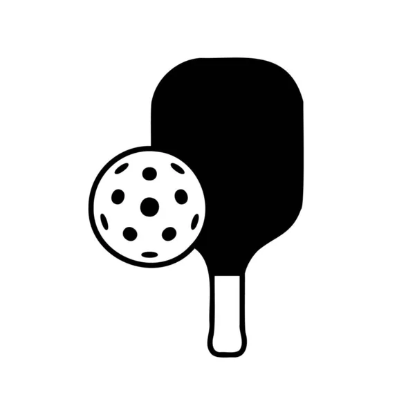 Icône Pickleball Illustration Vectorielle Pagaie Ballon Pour Les Amateurs Sport — Image vectorielle