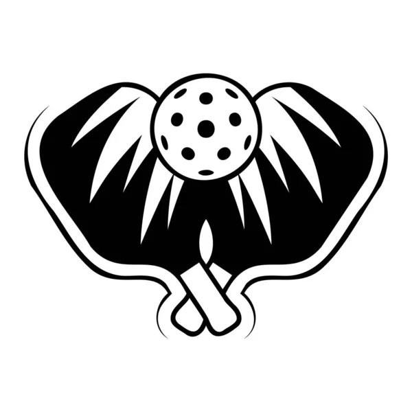 Пиклбольная Икона Черно Белый Вектор Двумя Солеными Огурцами Мячом Спорта — стоковый вектор