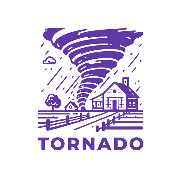 Minimalist Logo of Tornado on Farm.