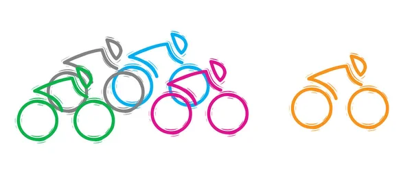 Gente Dibujos Animados Corriendo Ciclista Día Mundial Bicicleta Gira Del — Vector de stock