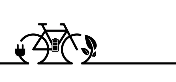 Elektrikli Bisiklet Için Çizgi Film Şarj Noktası Akü Istasyonu Bisiklet — Stok Vektör