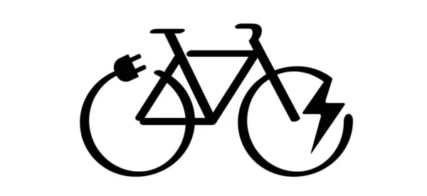 Kreskówka Ekologiczny Rower Elektryczny Jazda Rowerze Bike Znak Ładowania Wtyczka — Wektor stockowy