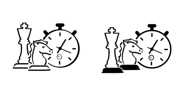 Strategický Symbol Kreslím Koně Logo Krále Vektorové Šachové Figurky Šachovými — Stockový vektor