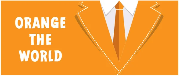橙色的世界 11月25日意识符号 消除暴力侵害妇女和女童行为国际日 肉体暴力或性暴力 预防病媒横幅 白丝带标志 — 图库矢量图片