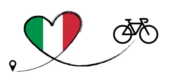 Italia Bandiera Italiana Giornata Mondiale Della Bicicletta Giro Bicicletta Italia — Vettoriale Stock
