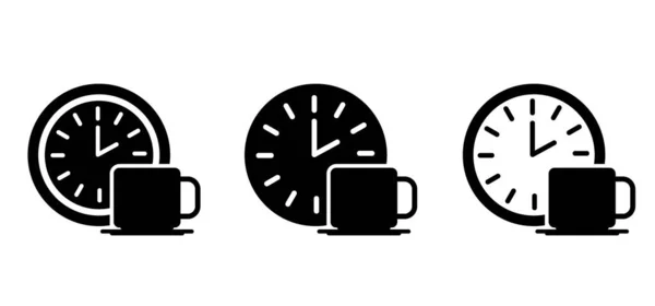 Zeichentrickuhr Und Kaffeezeit Flexible Arbeitszeiten Oder Arbeitszeiten Pause Geschäft Büro — Stockvektor