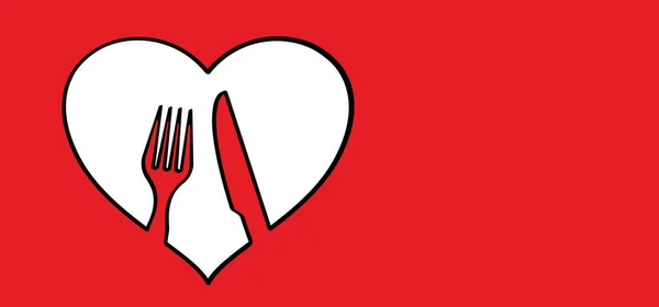 Dîner Romantique Avec Icône Symbole Coeur Rouge Amour Pour Saint — Image vectorielle