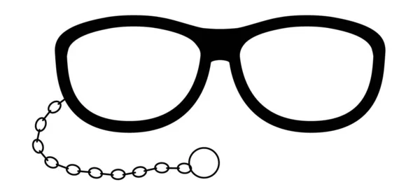 ハンドルやグリップ付きの古いアンティークグラス 漫画のメガネやサングラス 眼鏡モデルのアイコンやシンボル 女性のフレーム 黒い縁メガネの眼鏡 眼鏡光学フレームモデル — ストックベクタ
