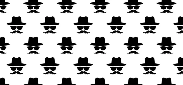 Καπέλο Και Hipster Μουστάκι Ενδιάμεσος Αγνώριστο Πρόσωπο Μαφία Κινουμένων Σχεδίων — Διανυσματικό Αρχείο