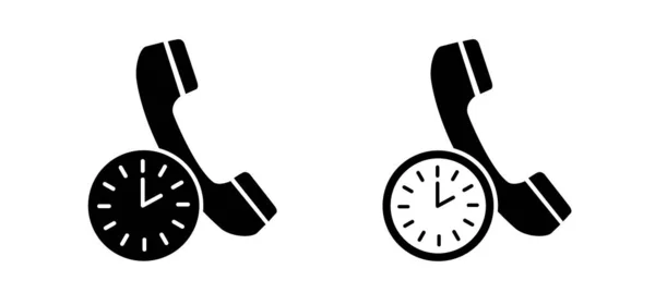 漫画24 7クロックと電話 電話アイコンまたはロゴ 時計の締め切りハンドル携帯電話 時間サポートサービスの概念 時間だ連絡してくれ 1日24時間 週7日営業 — ストックベクタ
