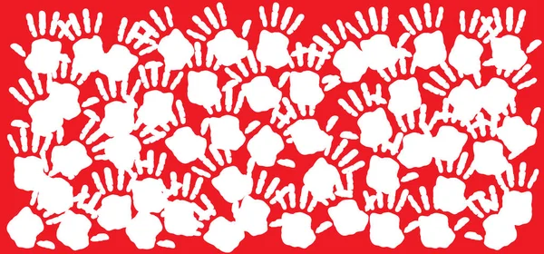 手印红手日 手绘或手绘轮廓 停止使用儿童兵的运动 帮助制止虐待儿童 向世界展示你的红手 — 图库矢量图片